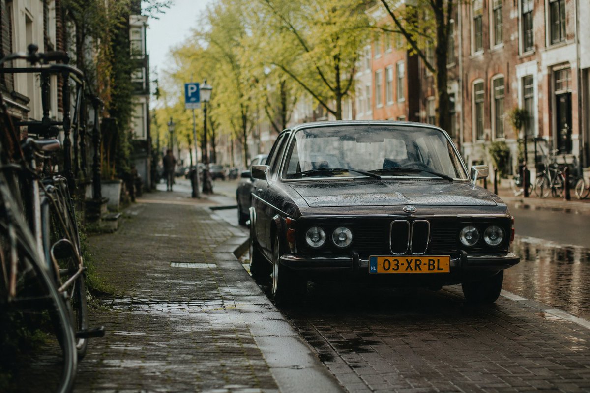 Rainy Dutch Street Vintage BMW