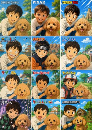 12-Style Anime Photo Transformation Grid