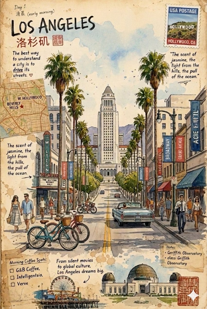 Infographic / Edu Visual - Vintage travel journal watercolor - Image 1