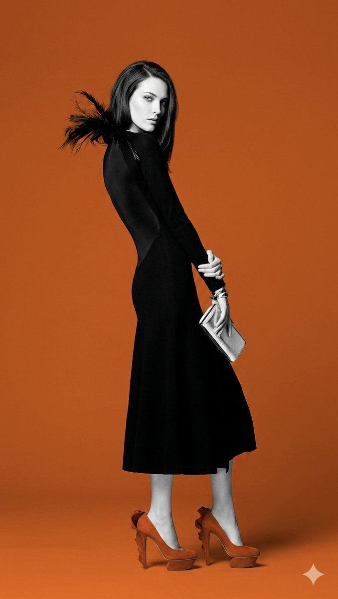 Sample output image for Orange color block fashion portrait