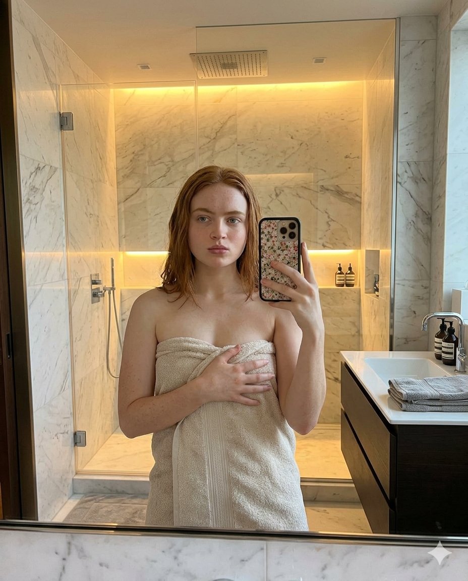 Sample output image for Modern Bathroom Mirror Selfie