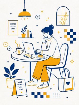 Scandinavian Minimalist Café Illustration