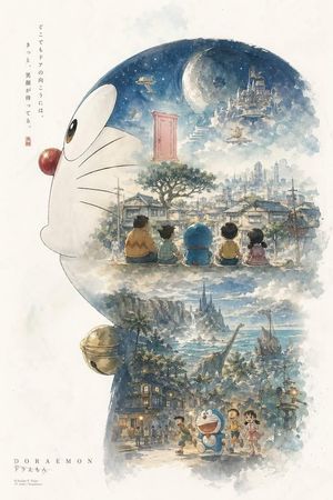 Doraemon Watercolor Silhouette Dreamscapes