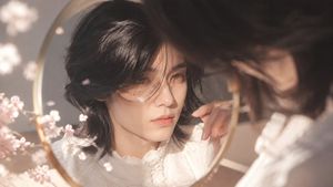 Androgynous Boy Mirror Reflection Portrait