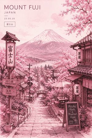 Watercolor Mount Fuji Travel Poster