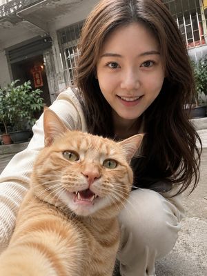 Realistic Pet and Owner Wide-Angle Selfie