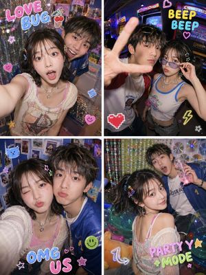 Y2K Fish-eye 2x2 Photo Booth Collage