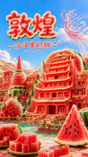 Short Prompt:
Generate a highly viral 9:16 vertical "Watermelon-style City Landmark" creative poster.

[User Input]
