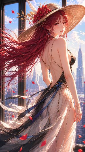 Elegant Rose Anime Female Portrait