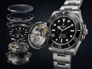 Exploded Luxury Dive Watch Render