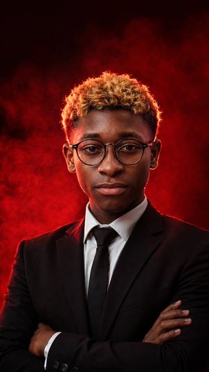Faceless Red Smoke Executive Portrait