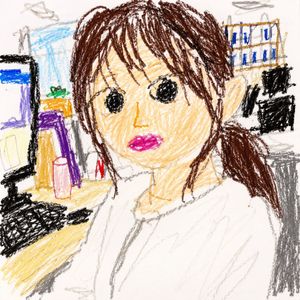 Toddler Crayon Office Selfie