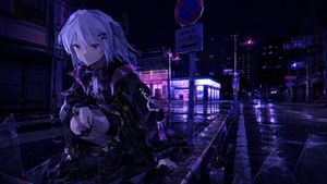 Cyberpunk Low-Poly Rainy Street