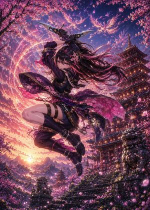 Sakura Ninja at Sunset Temple