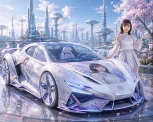 Futuristic Sakura Itasha Supercar