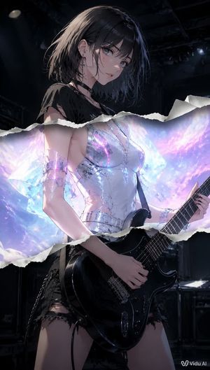 Torn Paper Anime Guitarist