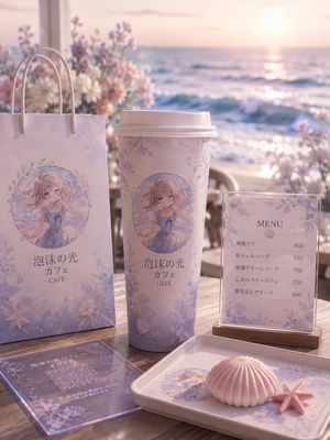 Pastel Seaside Anime Cafe Mockup