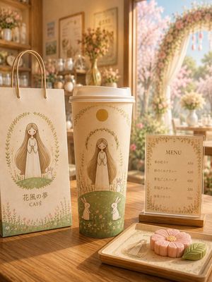 Floral Character Café Merchandise Scene
