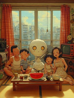 Retro Futuristic Family Fan Robot