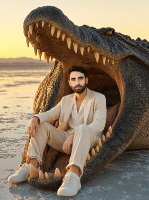 Man Inside Giant Crocodile Mouth