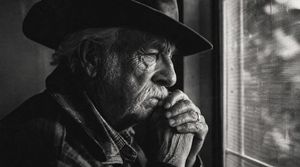 Moody Censored Elderly Man Portrait