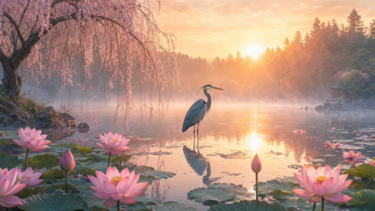 Misty Lotus Pond Sunrise