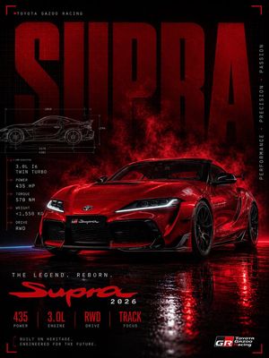 Red Toyota GR Supra Motorsport Poster
