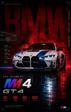 BMW M4 GT4 Motorsport Poster