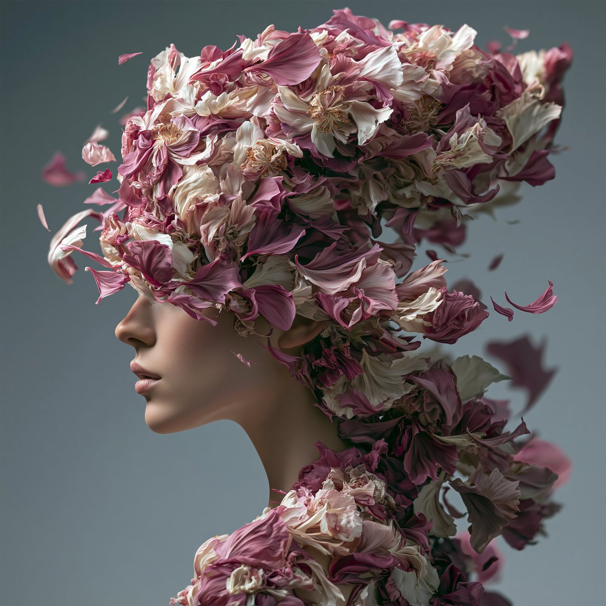 Surreal Floral Petal Portrait