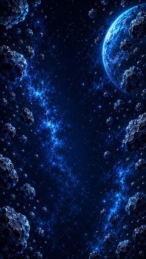 Vertical Pixel Art Asteroid Field