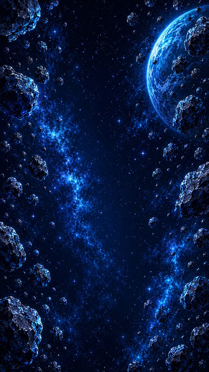 Vertical Pixel Art Asteroid Field