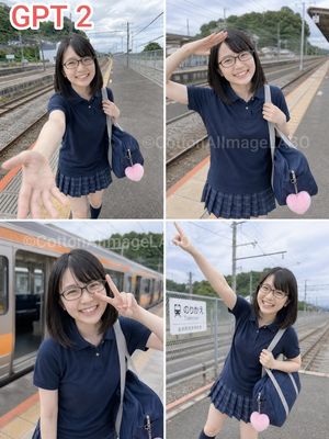 Four-Panel Train Station Pose Collage