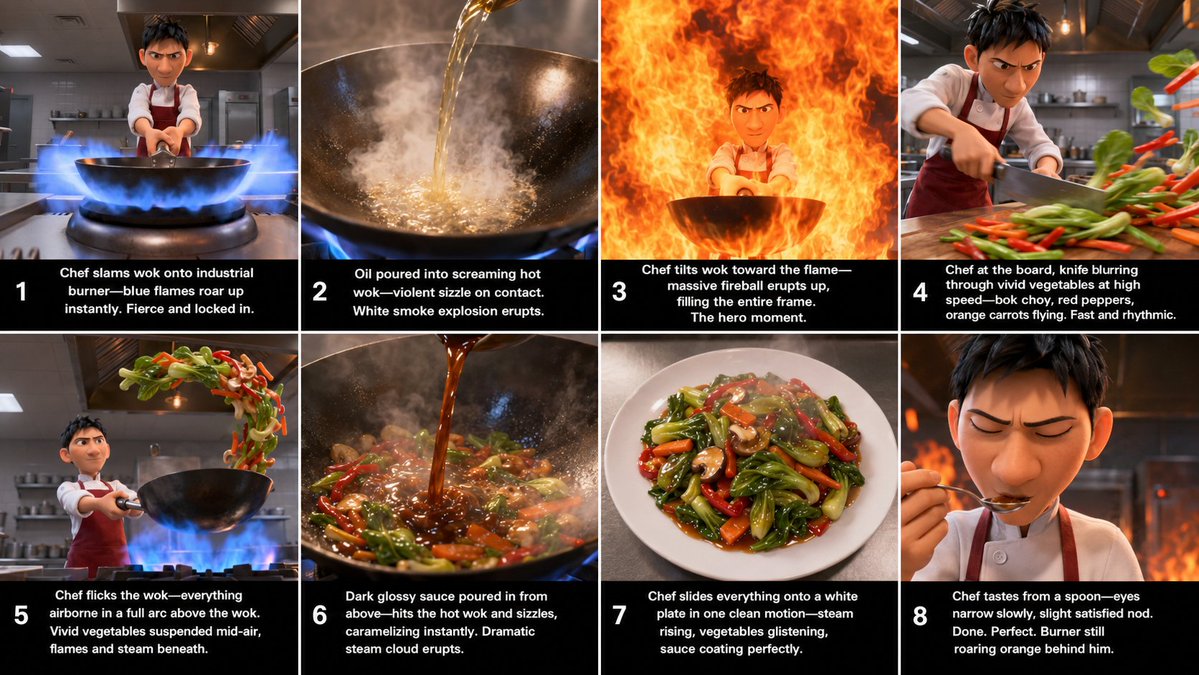Pixar Style Wok Cooking Animation Storyboard