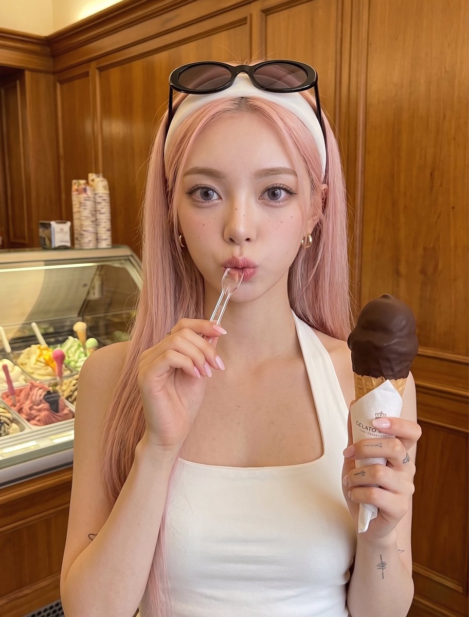 Sample output image for Woman with Ice Cream Shop Portrait