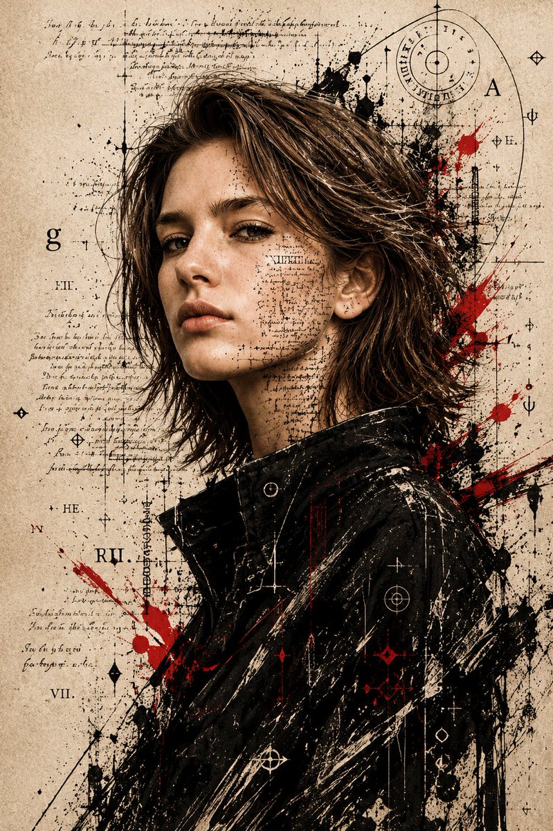 Expressive Mixed-Media Ink Portrait example 2