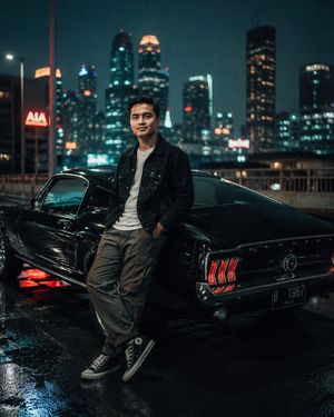 Cinematic Night City Mustang Portrait