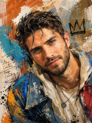 Handcrafted Mixed Media Portrait Painting