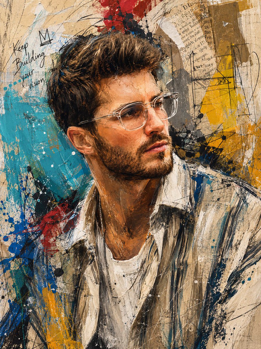 Handcrafted Mixed Media Portrait Painting example 2