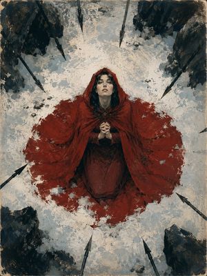 Crimson Cloak in Snow Illustration