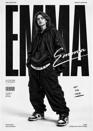 Monochrome Streetwear Editorial Poster