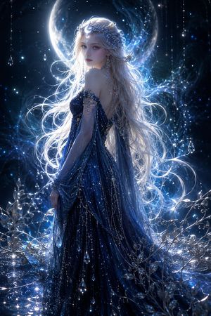 Moonlit Celestial Goddess Portrait