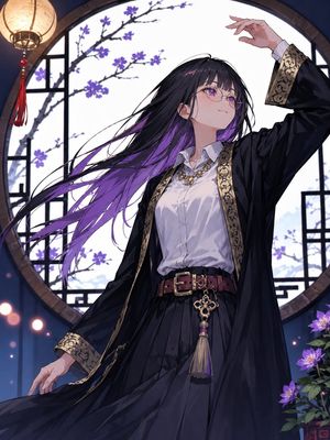 Mysterious Purple-Haired Anime Woman