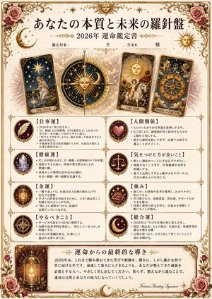 Ornate Japanese Tarot Fortune Certificate