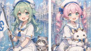 Two-Panel Pastel Sailor Girls
