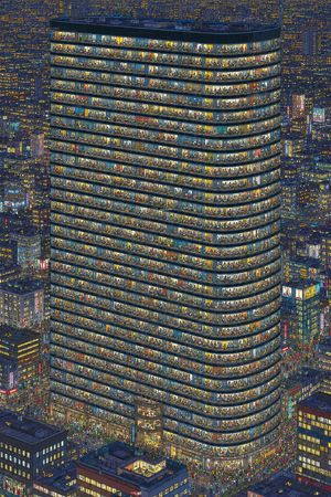 Crowded Night Office Tower