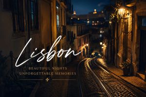 Lisbon Night Travel Poster