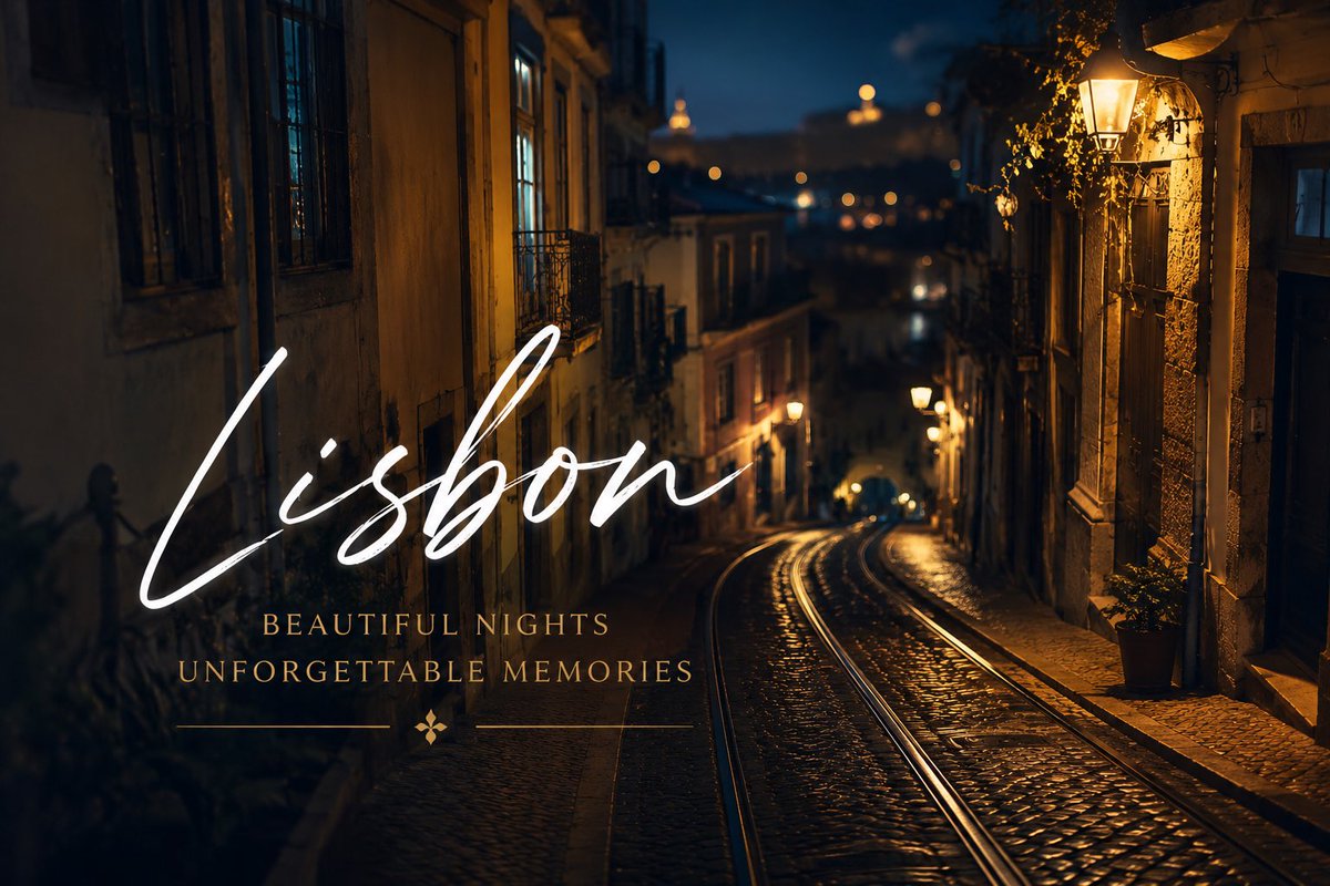 Lisbon Night Travel Poster