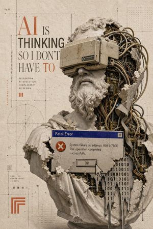 AI Thinking Classical Bust Poster