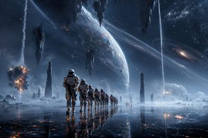 Cinematic Astronauts on Alien Ice World
