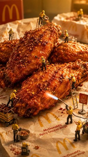 Mini Workers Sculpt Spicy Chicken Wings